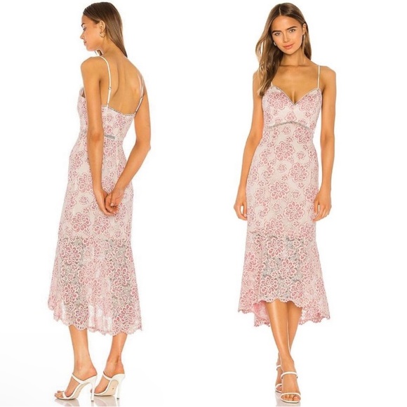 NBD Dresses & Skirts - Revolve Tove Midi Dress in Ivory & Pink